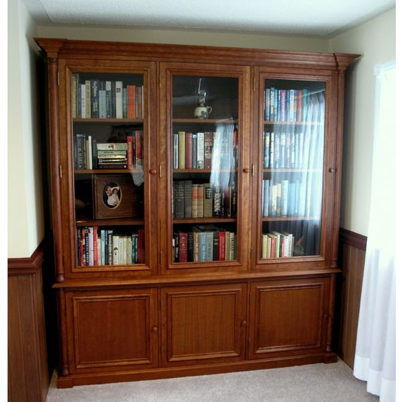 Lemari Buku Minimalis Jati Solid / Kabinet Jati 3 Pintu / Rak Buku Jati