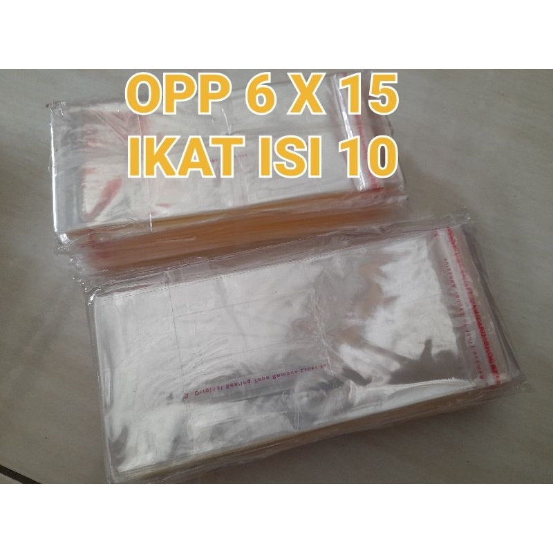 

1ikat (10pck) Plastik OPP Seal Ukuran 6 x 15 / Plastik OPP Lem Ukuran 6 x 15 isi 1000 lembar