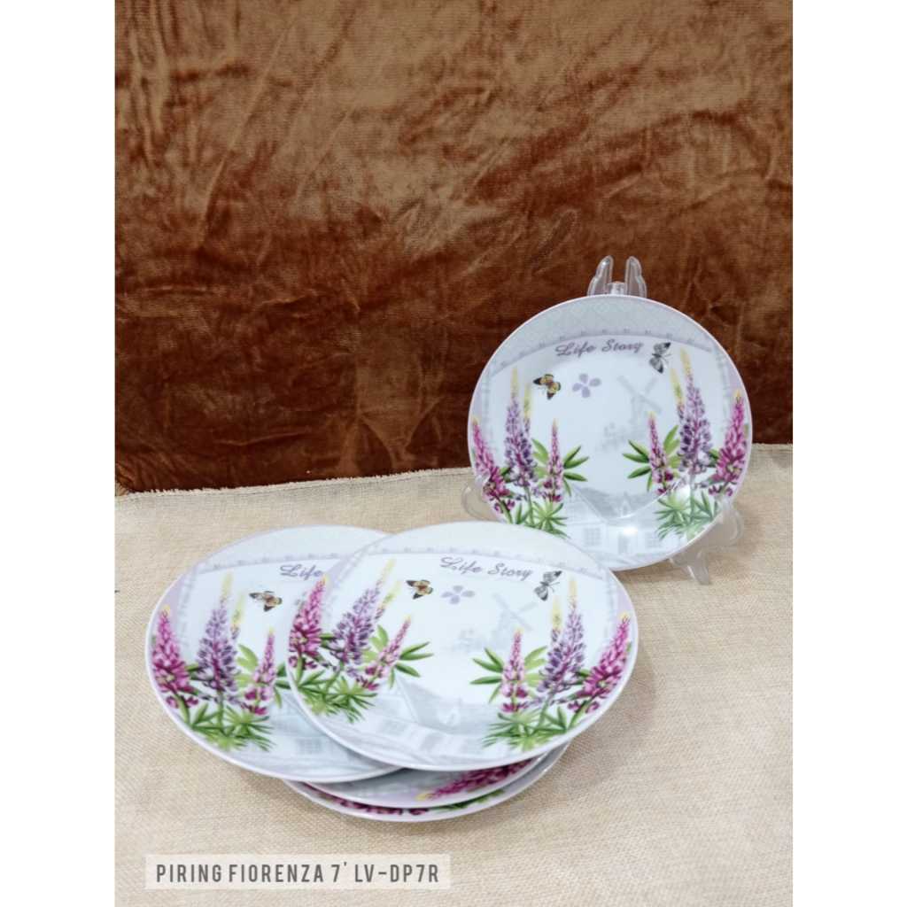 Piring Kue Keramik 7 Inch Fiorenza Motif Bunga Lavender LV-DP7