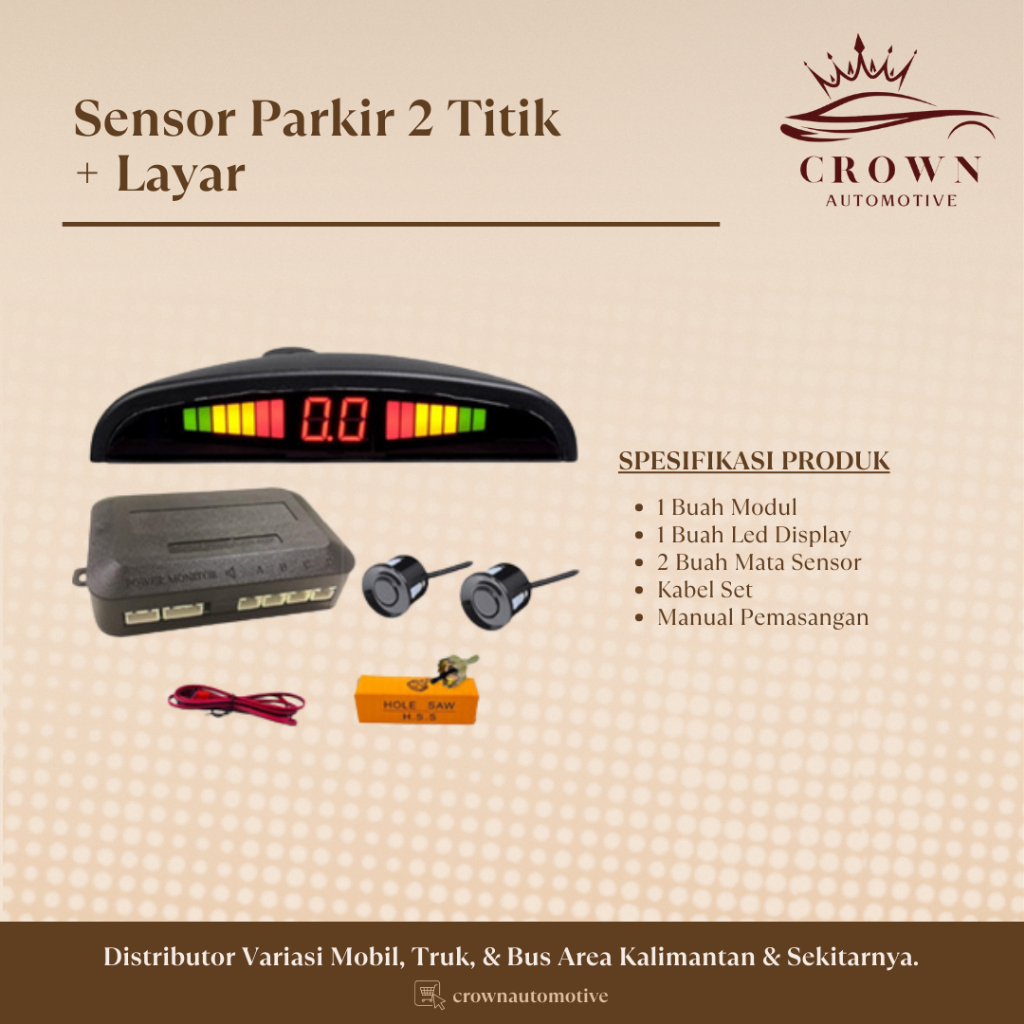 Sensor Parkir Mobil 2 Titik + Layar / Sensor Mundur Mobil 2 Titik