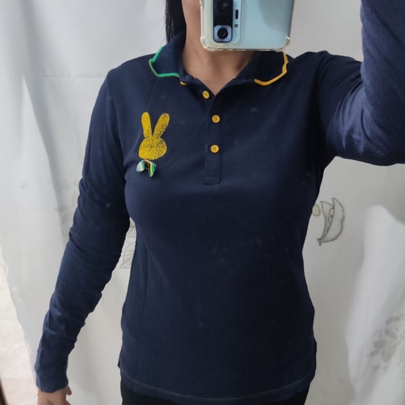 Playboy Kaos Kerah Cewek Navy Unik