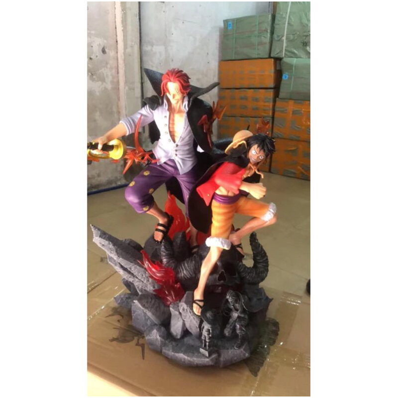 action figure one piece diorama luffy dan shanks besar 52 cm