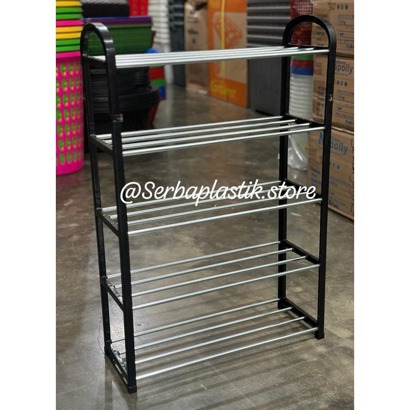 rak sepatu serbaguna besi murah susun 5 sepatu besar tingkat stainless plastik warna besi minimalis