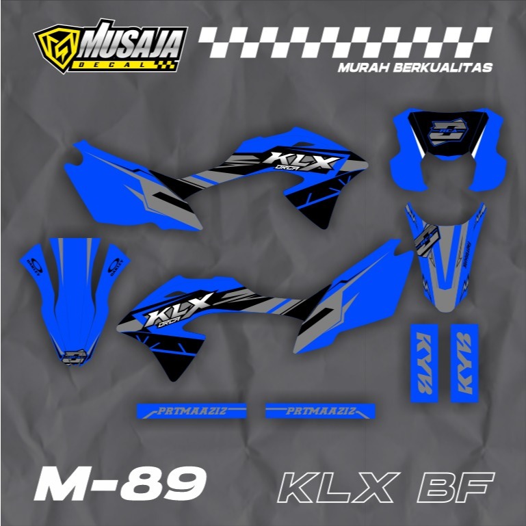 Stiker Decal Klx Bf 150 Biru hitam simple ful body premium