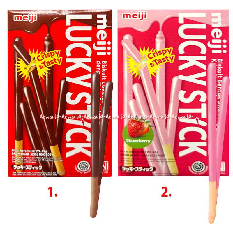 

Meiji Lucky Stick 45gr Crispy & Tasty Chocolate Biskuit Bentuk Stik Dengan Krim Cokelat Dan Krim Stroberi