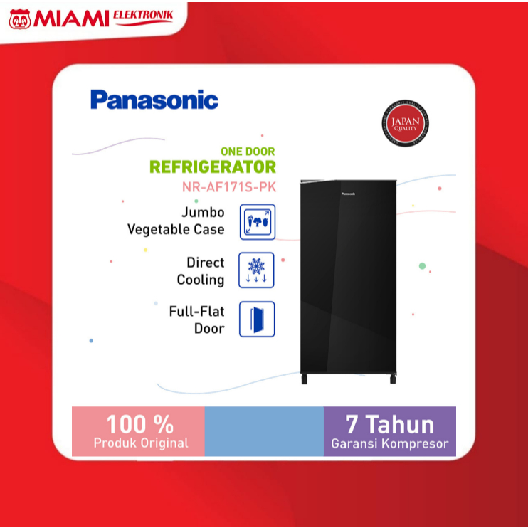 Panasonic NR-AF171S-PK / NRAF171SPK Lemari Es 1 Pintu 155 Liter Black Kulkas 1 pintu