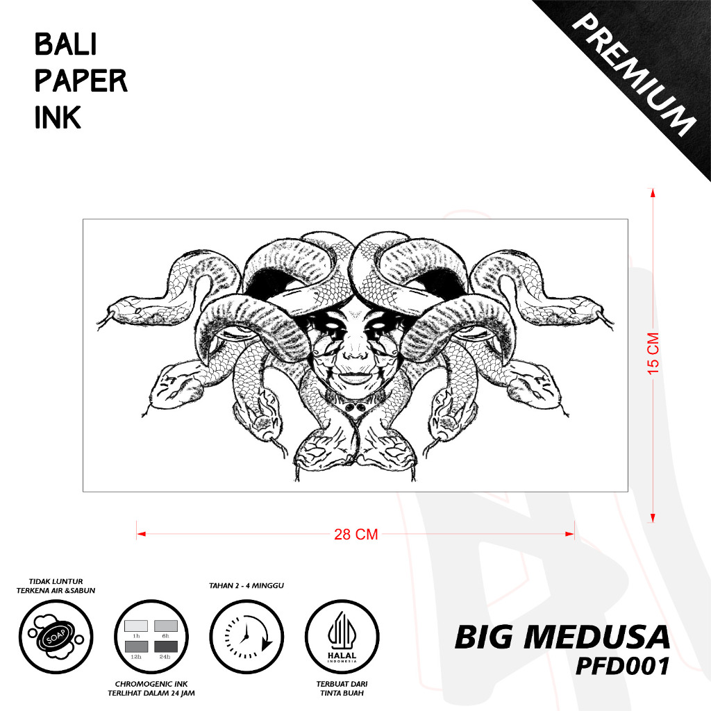 Bali Paper Ink PFD001 Big Medusa Fruit Ink Tatto Temporary Premium Tato Temporer Full Dada - Tato Da