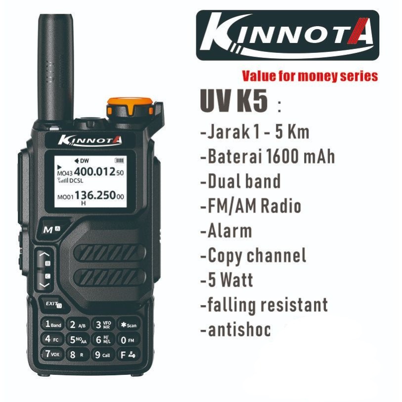 Walkie talkie HT Kinnota K5 dual band 5 watt