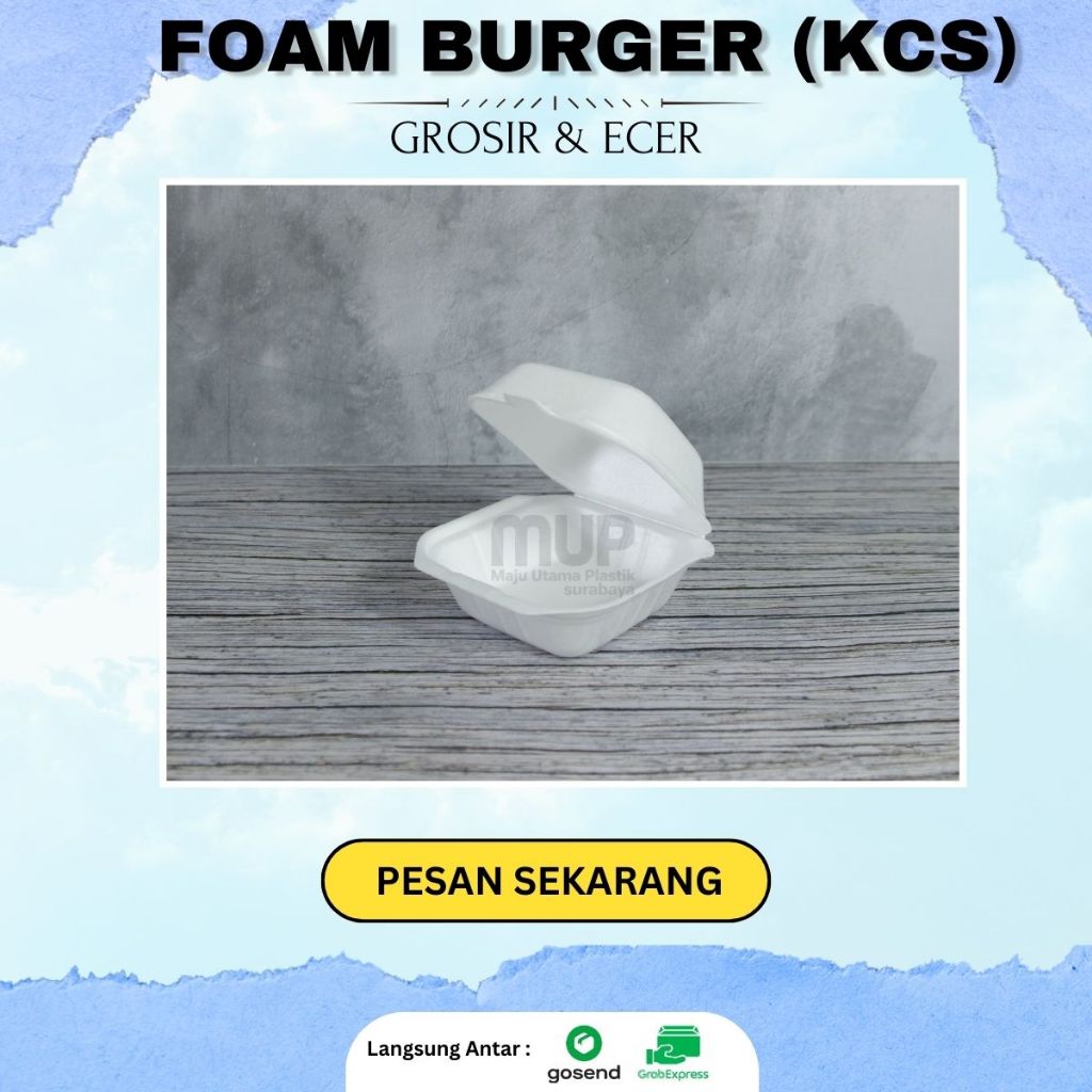 [1 SLOP] Kotak Foam Makanan / Sterofoam Makanan /Foam Burger/ Foam Bubur / Foam Sekat 3 / Foam Polos