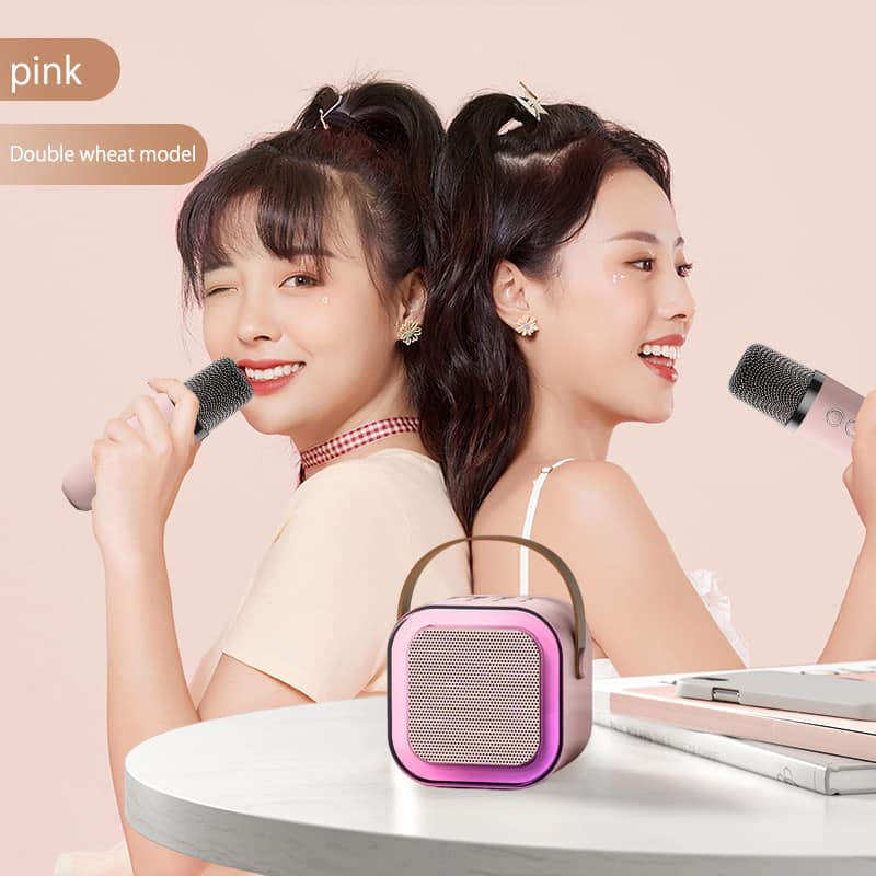 Speaker Bluetooth Karaoke Wireless Microphone 2pcs/Set High End Karaoke Speaker RGB Light Speaker Bluetooth Bass Dapat Terhubung ke HP/TV/Komputer Bluetooth Speaker-3