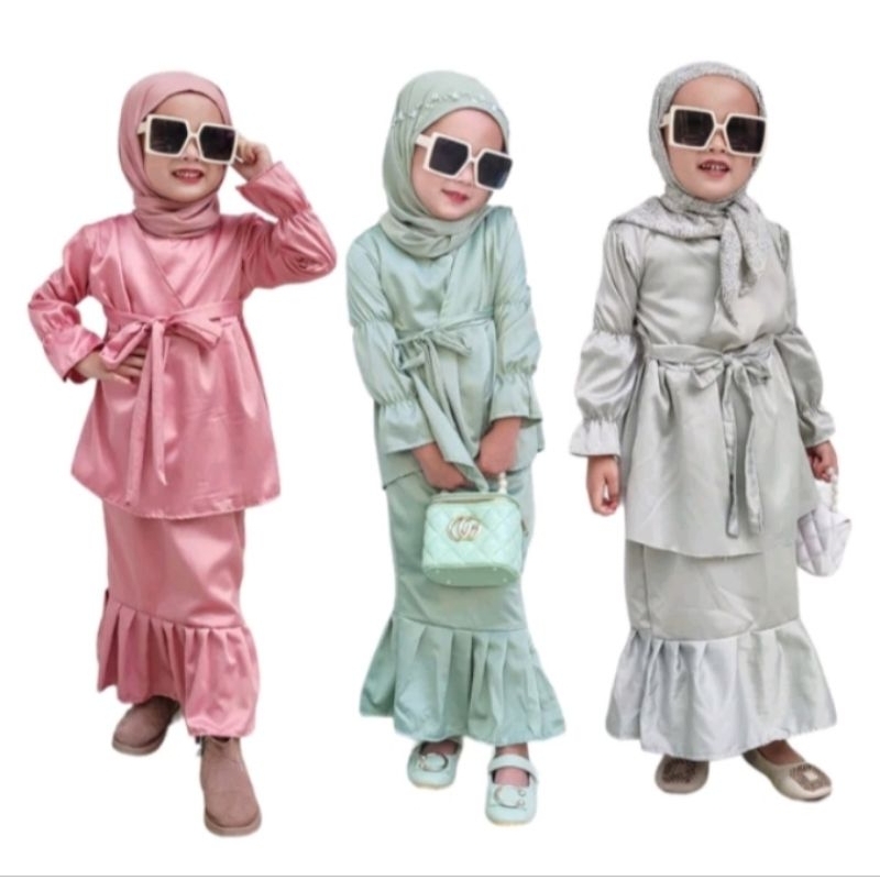 TERLARIS  SETELAN BAJU MUSLIM ANAK PEREMPUAN GAMIS MERMAID BAHAN MAXMARA SILK USIA 1-8 TAHUN