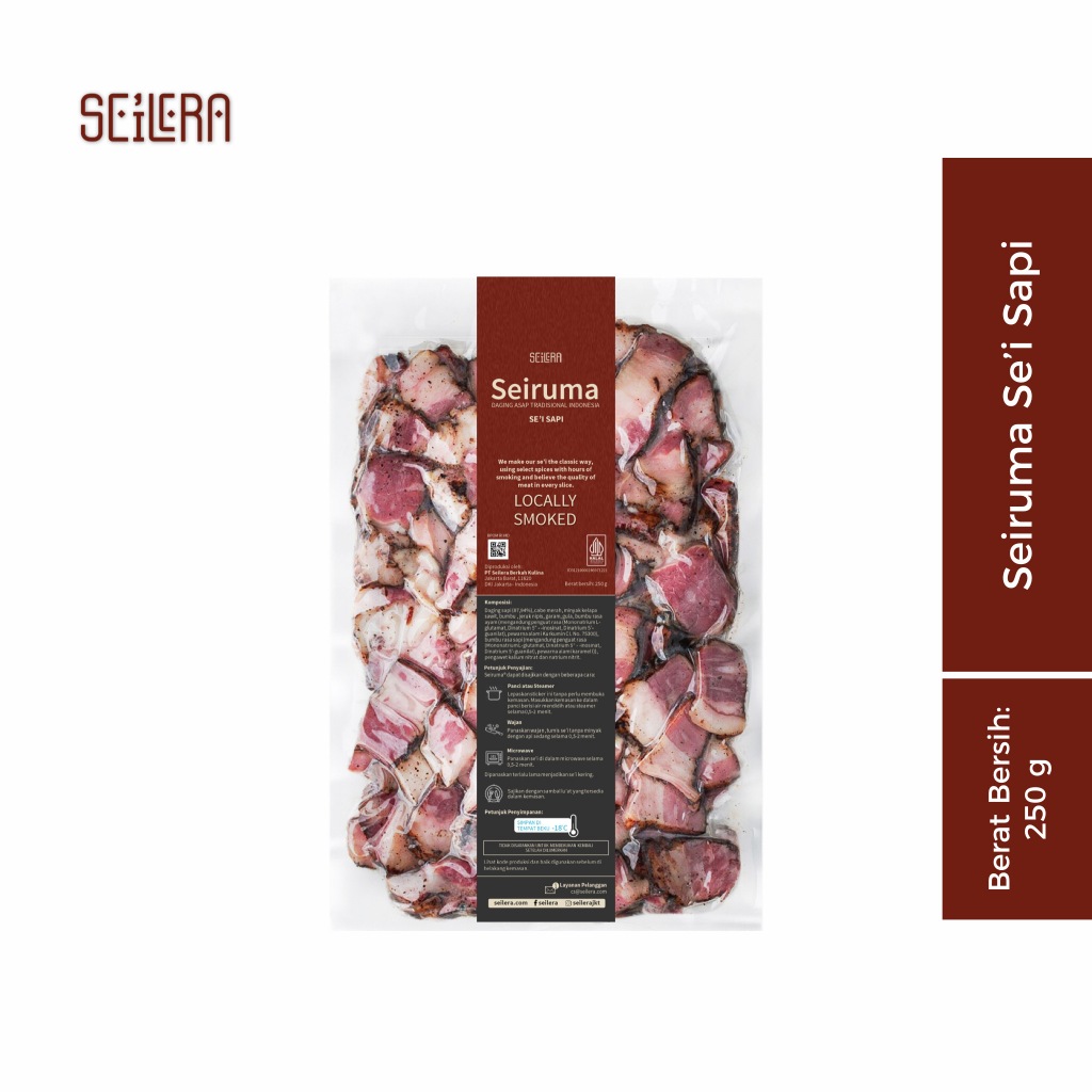 

SEIRUMA 250 gr - Sei Sapi / Daging Asap + Sambal Lu'at