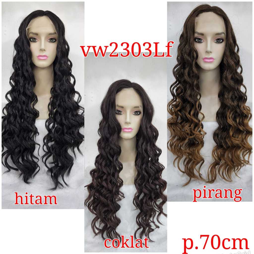 HALF LACE WIG FRONT LACE WIG LACE WIG WANITA PANJANG CURLY WAVE KRITING KERITING OMBAK KRIBO WIG KER