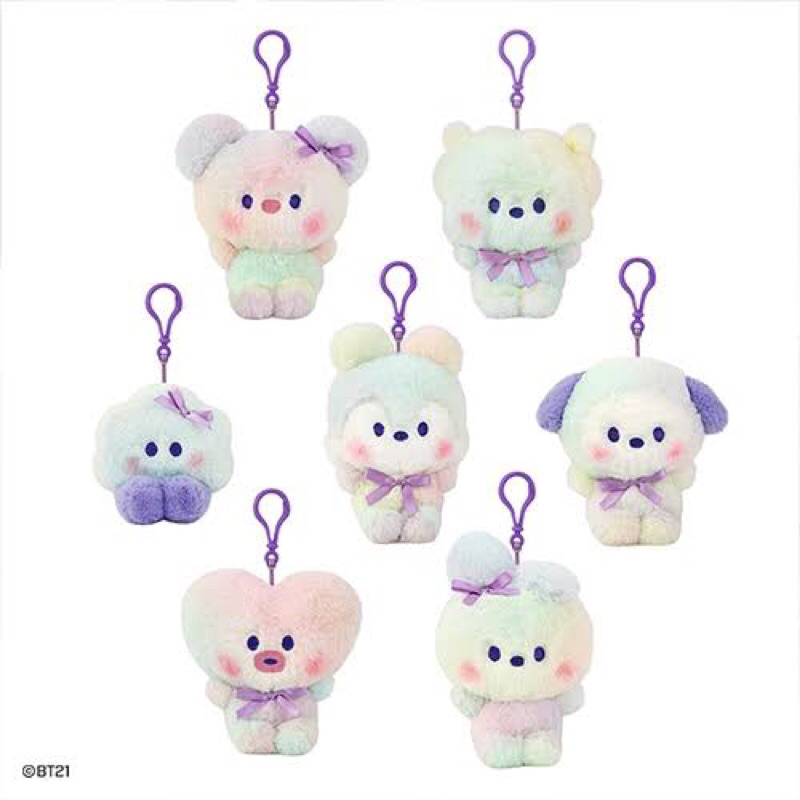 READY STOCK OFFICIAL BT21 MININI RAINBOW DOLL KEYRING