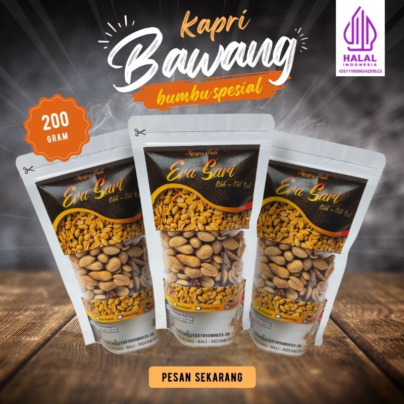 

Kacang bali kapri bawang spesial 200gr kemasan standing klip