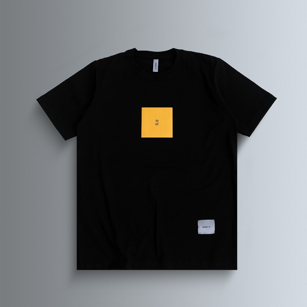 DizzyMfg - Tshirt Square Gold v2 Black / White