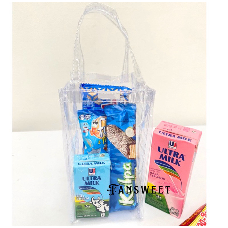 

Tas Mika Transparan 10x10x20 Ketebalan 0,15 Souvenir Hampers Toples