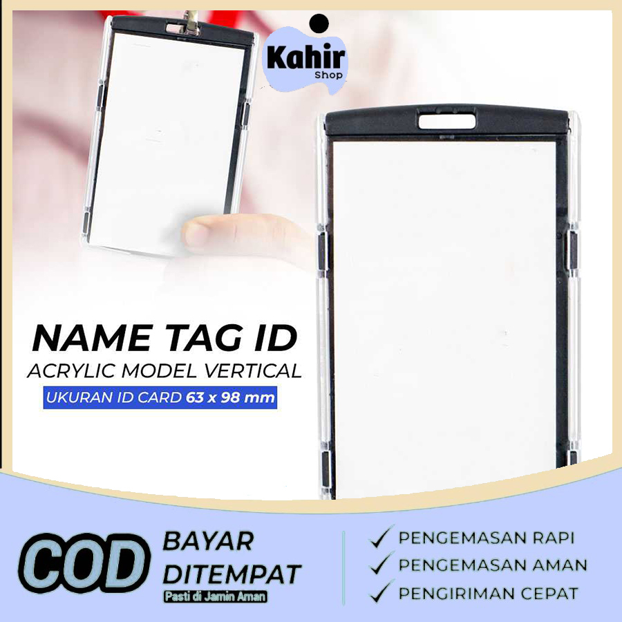 

Name Tag Id Card Acrylic Model Vertical / Gantungan Kartu Nama Vertical Lanyard