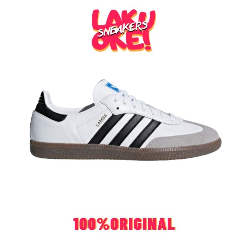 SEPATU WANITA ADIDAS SAMBA OG WHITE BLACK GUM ORIGINAL