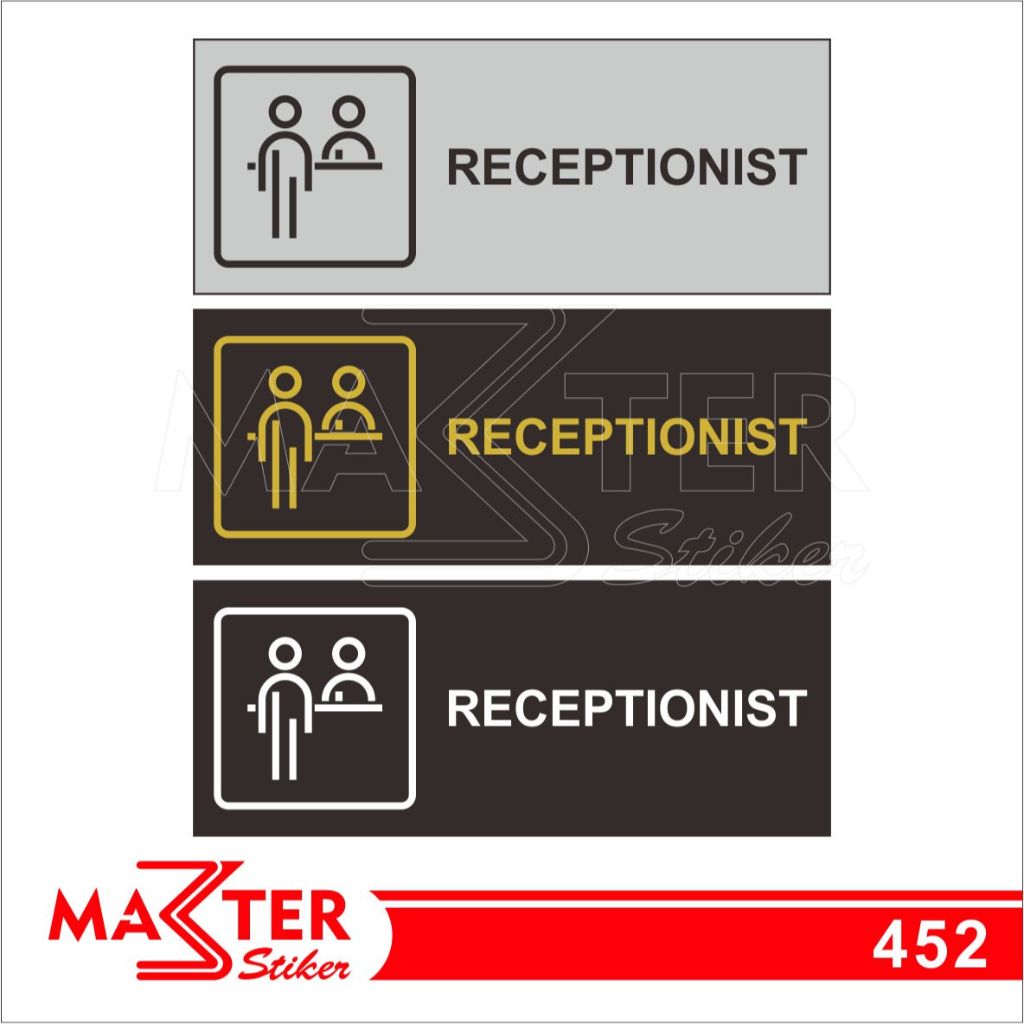 

452 - Stiker Receptionist (Resepsionis), Sticker Vinyl, Premium, Tahan Air, Termurah, Bisa Custom
