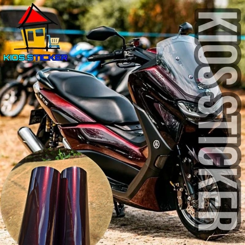 Skotlet Warna Moonlight merah Sticker Hitam Lembayung Merah Super Glossy Metalik Premium
