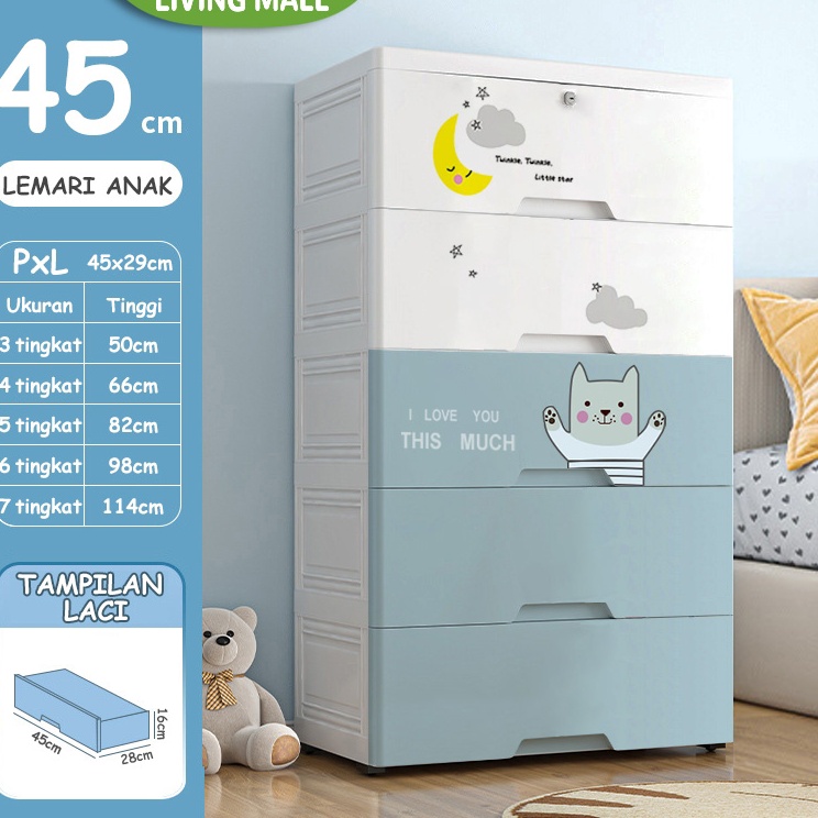 Cuci Gudang Lemari Pakaian Plastik Anak Susun Bayi Baby Minimalis Perempuan Lemari Baju Bayi