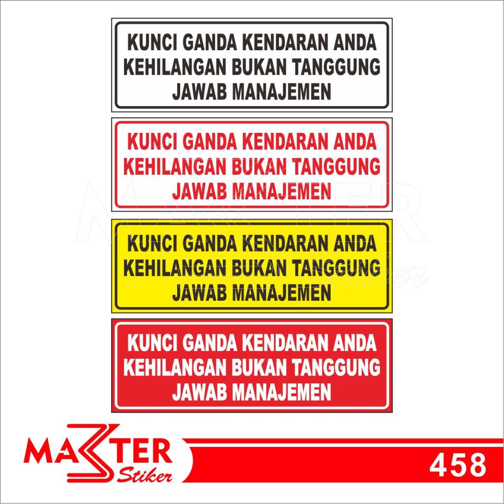 

458 - Stiker Kunci Ganda Kendaraan Anda, Sticker Vinyl, Tahan Air, Termurah, dan Bisa Custom