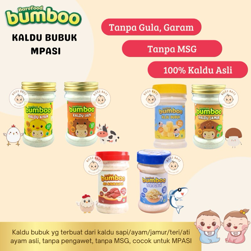 

BUMBOO - Kaldu Bubuk Bahan Alami Tanpa MSG, Gula, Garam, 100% Asli Ayam/Jamur/Sapi/Ati Ayam/Teri/ Keju Bubuk cocok untuk MPASI