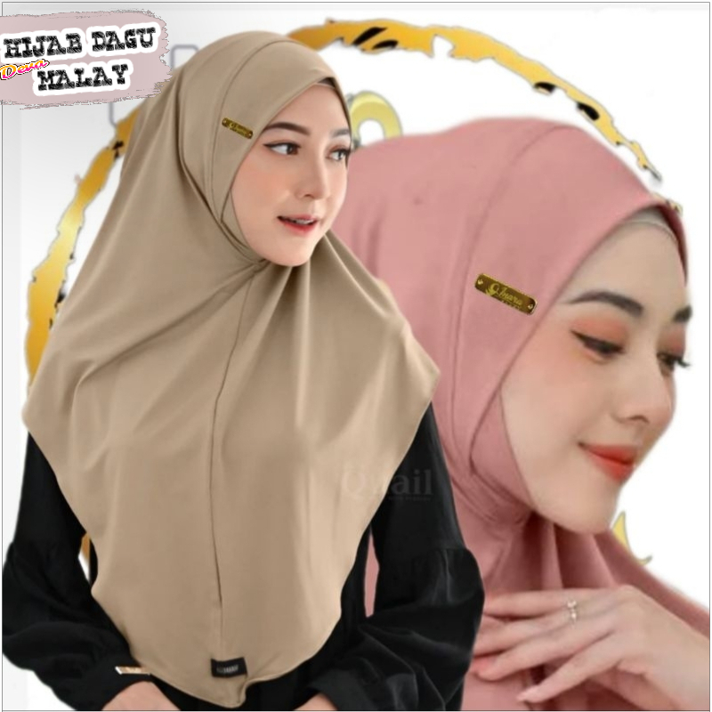 Hijab dagu Malaysia jilbab instan Malay soft pet bergo dagu Malay size L Label akrilik