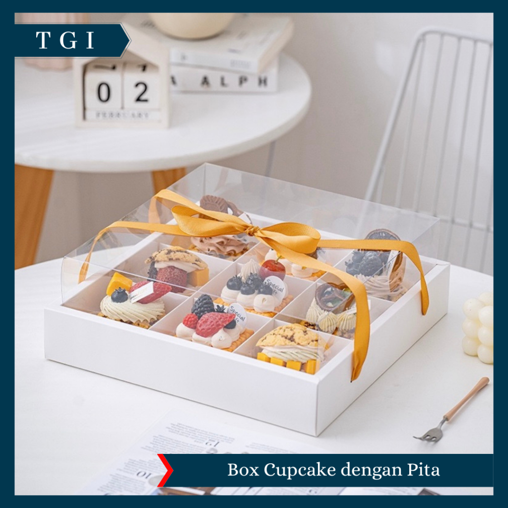 

TGI - KOTAK MIKA TRANSPARAN PITA KOTAK KUE SEKAT HAMPERS HADIAH PACKAGING CUPCAKE PUDDING BOX