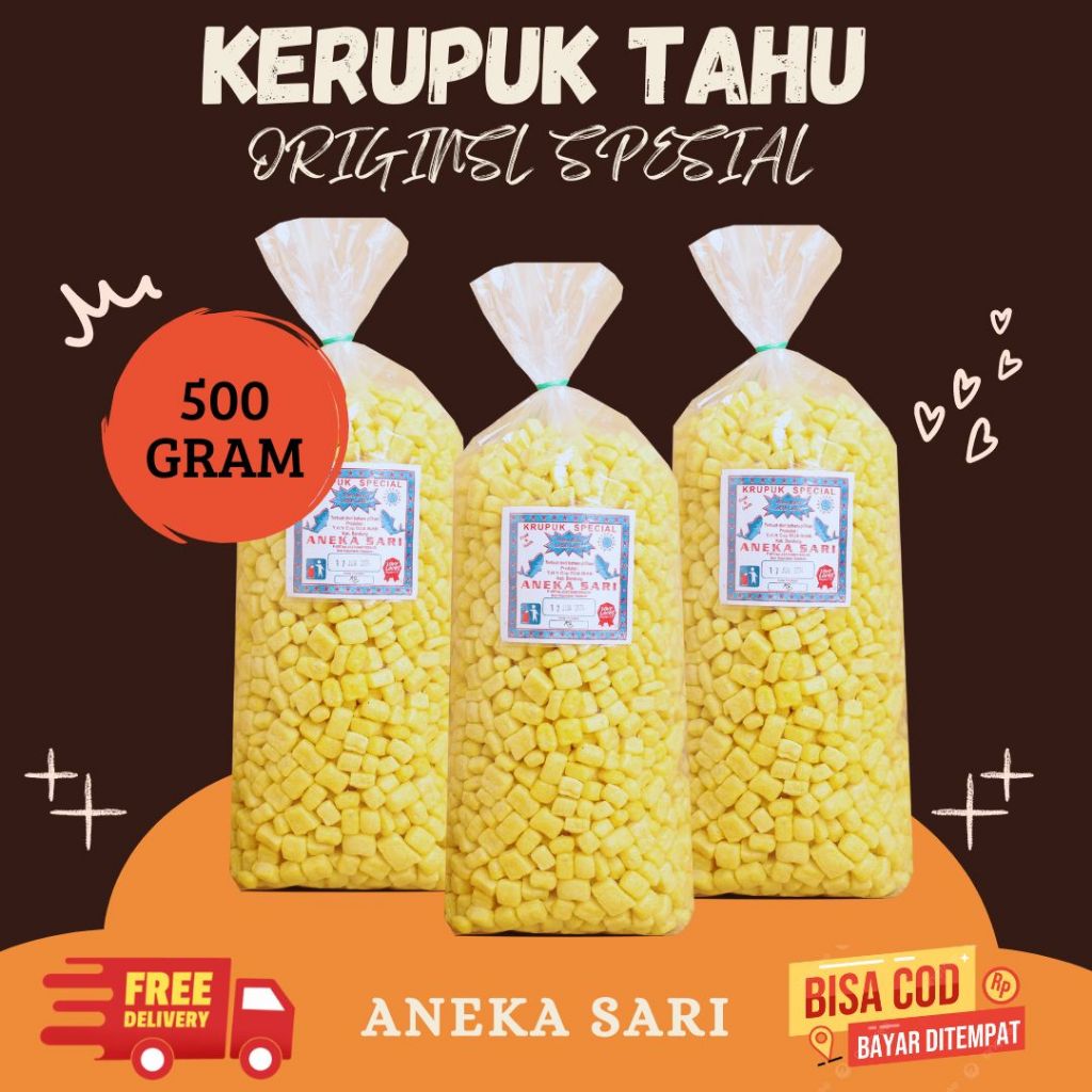

Kerupuk Tahu Original 500gram Cap 2 Ikan Cemilan Aneka Sari