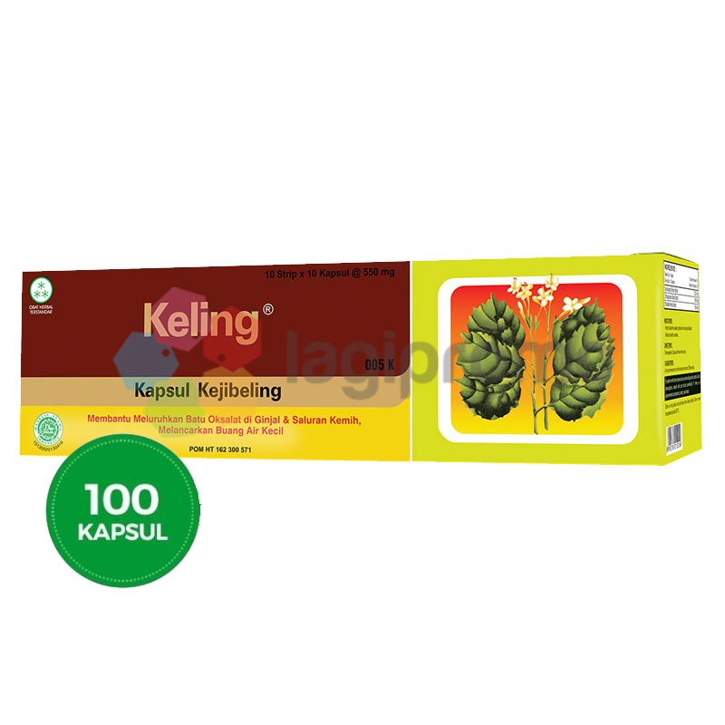 Borobudur Herbal Keling Strip 100 Kapsul Obat Batu Ginjal Sakit Pinggang