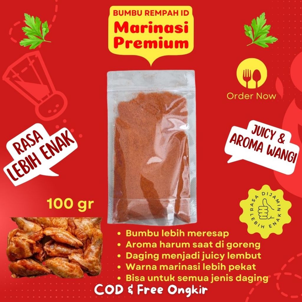 

Paket Percobaan Bumbu Marinasi Premium Fried Chicken Ayam Crispy @100 gram (Bisa Untuk 5 Ekor Ayam) rasa marinasi daging ayam mirip Top Brand Fried Chicken