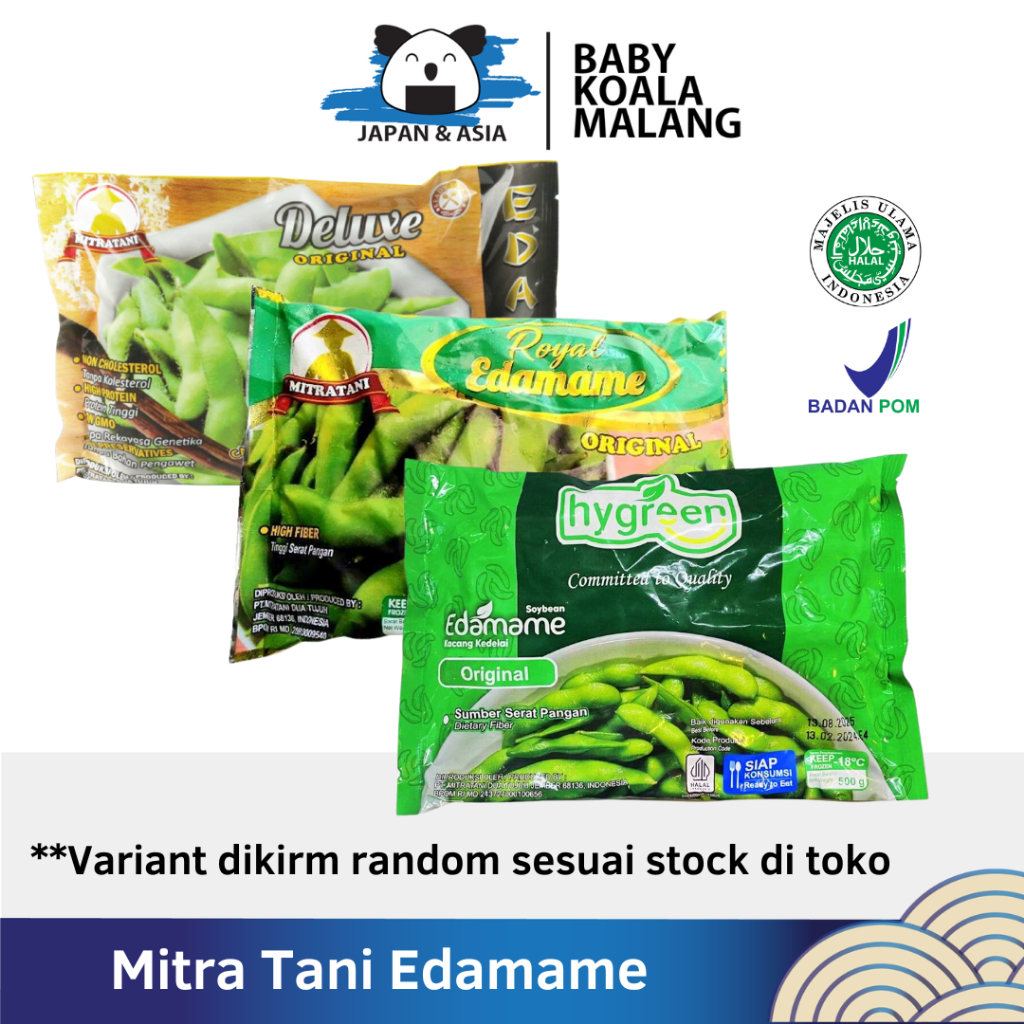 MITRA TANI Edamame Kacang Kedelai Jepang 500 g Halal | Kualitas Export Kedelai Rebus Frozen.