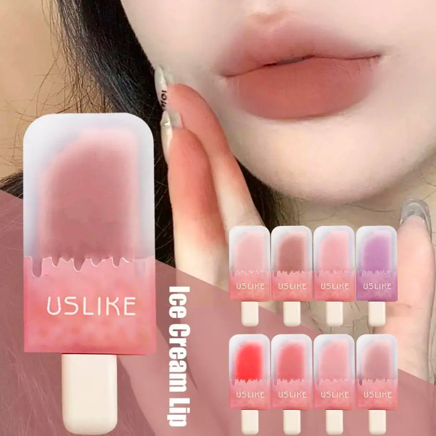 USLIKE Lipstick Es Krim Lucu  Ice Cream Lip Glaze Matte Lip Gloss Velvet Lipstik Korean XX168