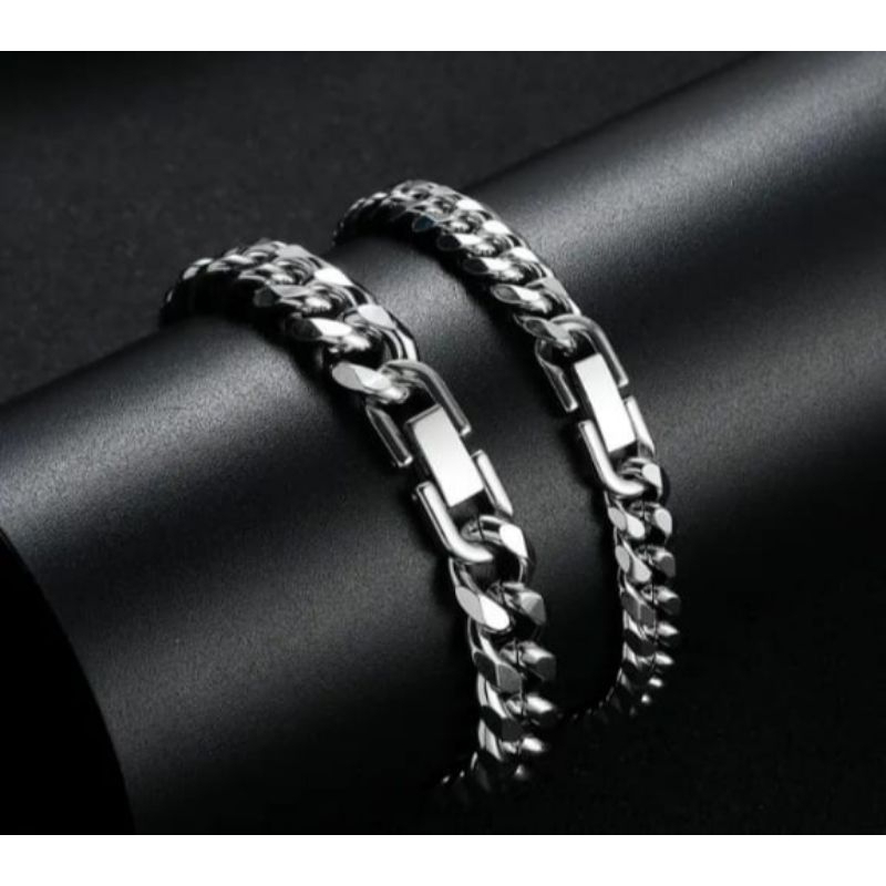 gelang model rantai baja titanium anti karat laki-laki