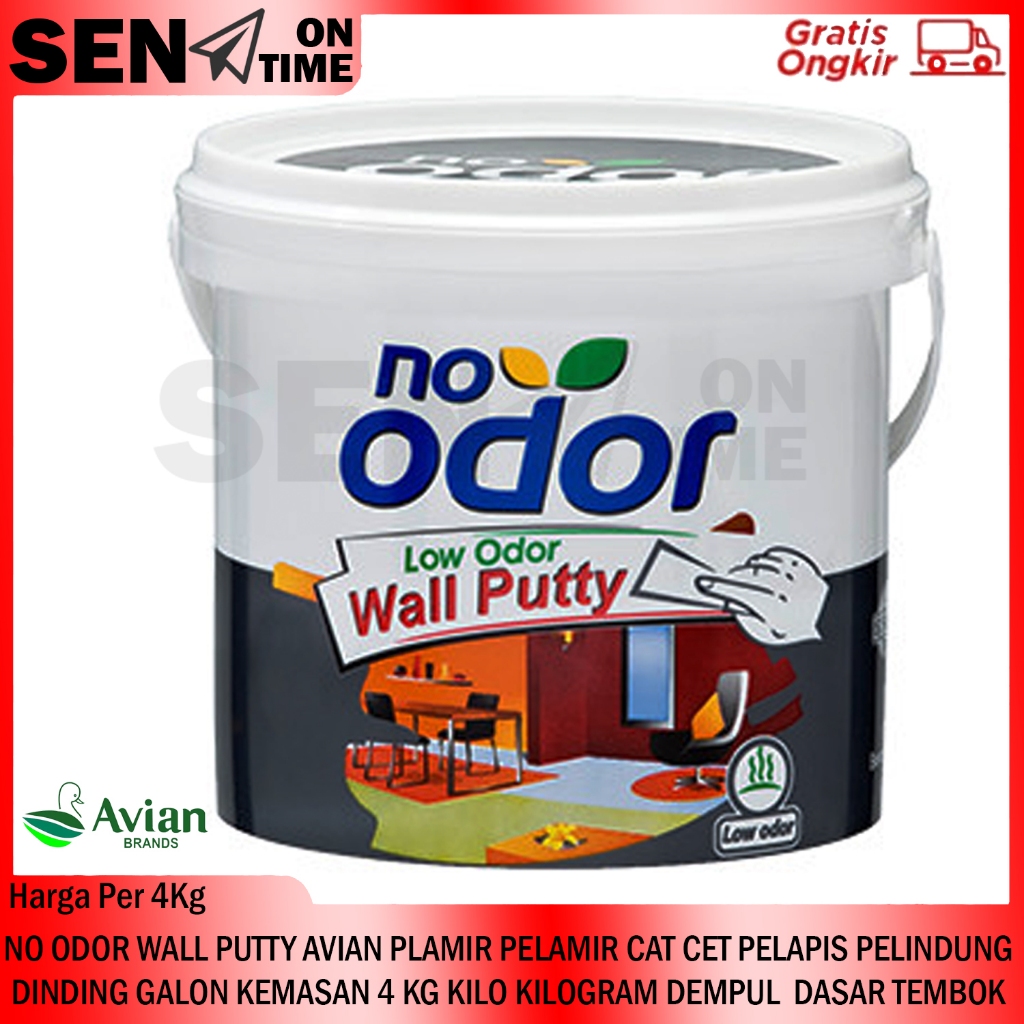 AVIAN PLAMIR PELAMIR NO ODOR WALL PUTTY CAT CET PELAPIS PELINDUNG DINDING GALON KEMASAN 4 KG KILO KI