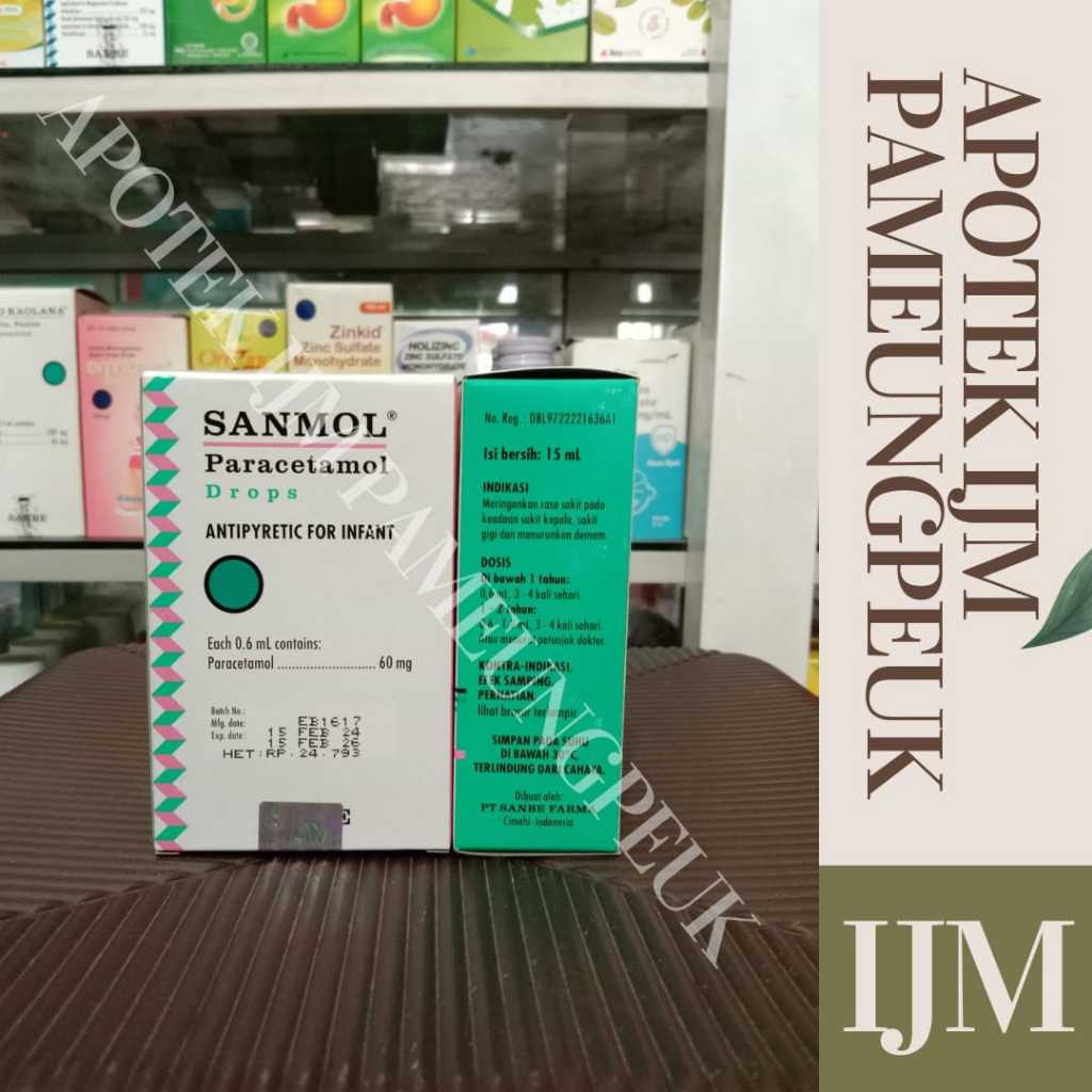 Sanmol 60 mg/0,6 ml Drops Meringankan Sakit Kepala dan Demam (15 ml)