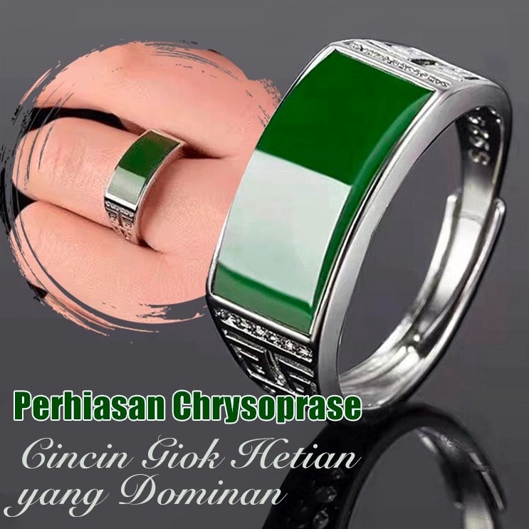 ART N65S Ramadan SaleLOZT Cincin Giok Asli Pria Cincin Giok Hetian Cincin Giok Alami Gaya Retro Pera