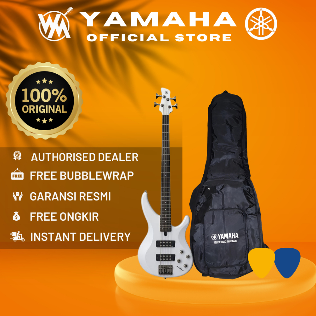 Yamaha Gitar Elektrik Bass TRBX304 / TRBX 304 / TRBX-304 - WHITE + Softcase Dan 2 Pick