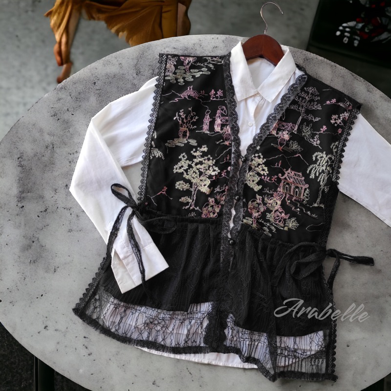 Korean vest Premium//vest brokat bordir//vest flowers