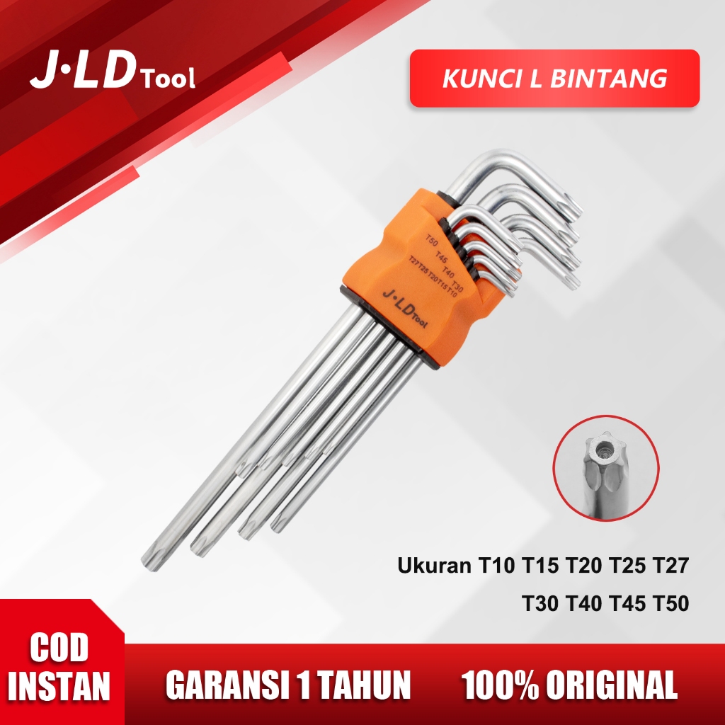 JLD kunci bintang 1 set lengkap 9pcs kunci L 1set komplit kunci L panjang 1 set lengkap T10-T50