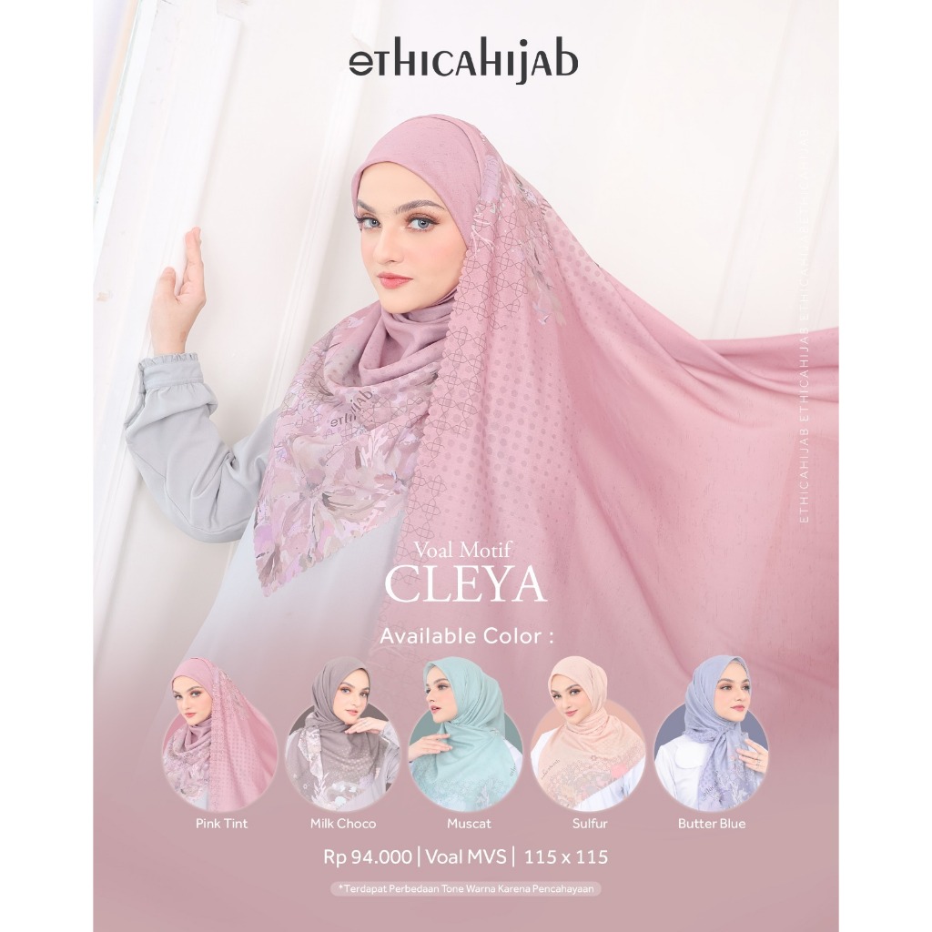 VOAL MOTIF CLEYA, WARNA PASTEL HIJAB MOTIF TERBARU BY ETHICA HIJAB (ETHICA MATARAM)