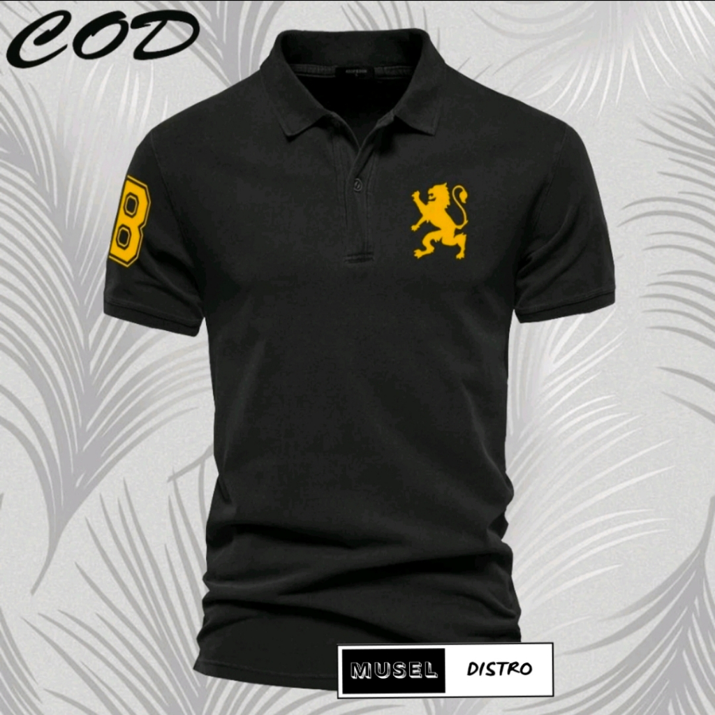 Kaos Polo Shirt Kerah Giordano Text Gold Kaos kerah Dewasa/Kaos Kerah Lengan Pendek/Kaos Polo Couple