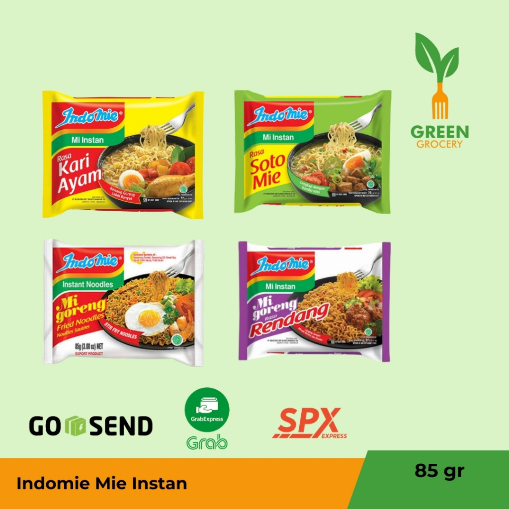 

Indomie Mie Instan Aneka Rasa Kari Ayam Soto Mie Goreng Rendang Green Grocery Padang