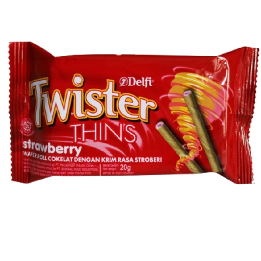 

delfi twister thins strawberry 15gr - twister wafer strawberry - twister wafer roll strawberry