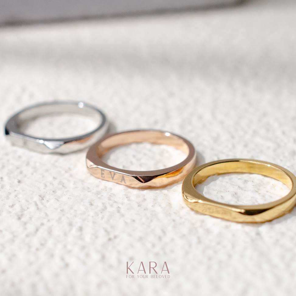 KARA  Cincin Custom Nama  HOLLY Engravable Ring n R4L7