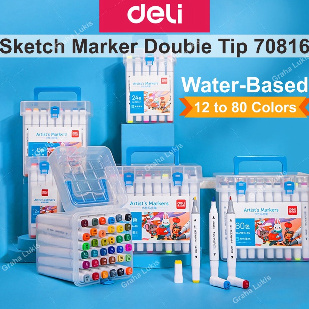 

Deli Marker color Water based Spidol Sketch Double Nib Bullet nib dan Chisel 12 hingga 8 Warna 7816 KODE K8V9