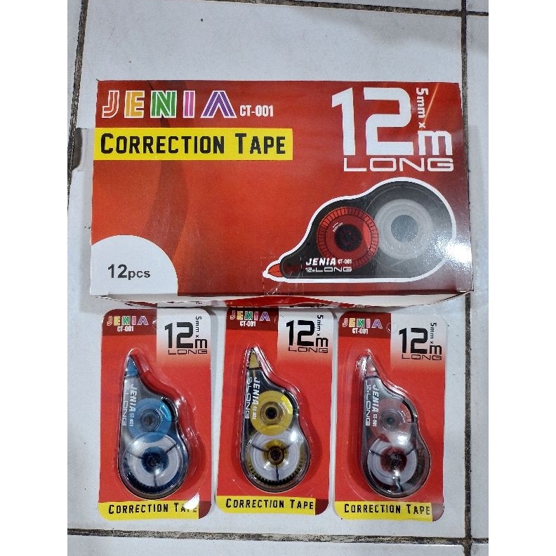 

CORRECTION TAPE JENIA CT1 12 METER TIP EX KERTAS MERK JENIA 1 ORIGINAL KODE J5A3