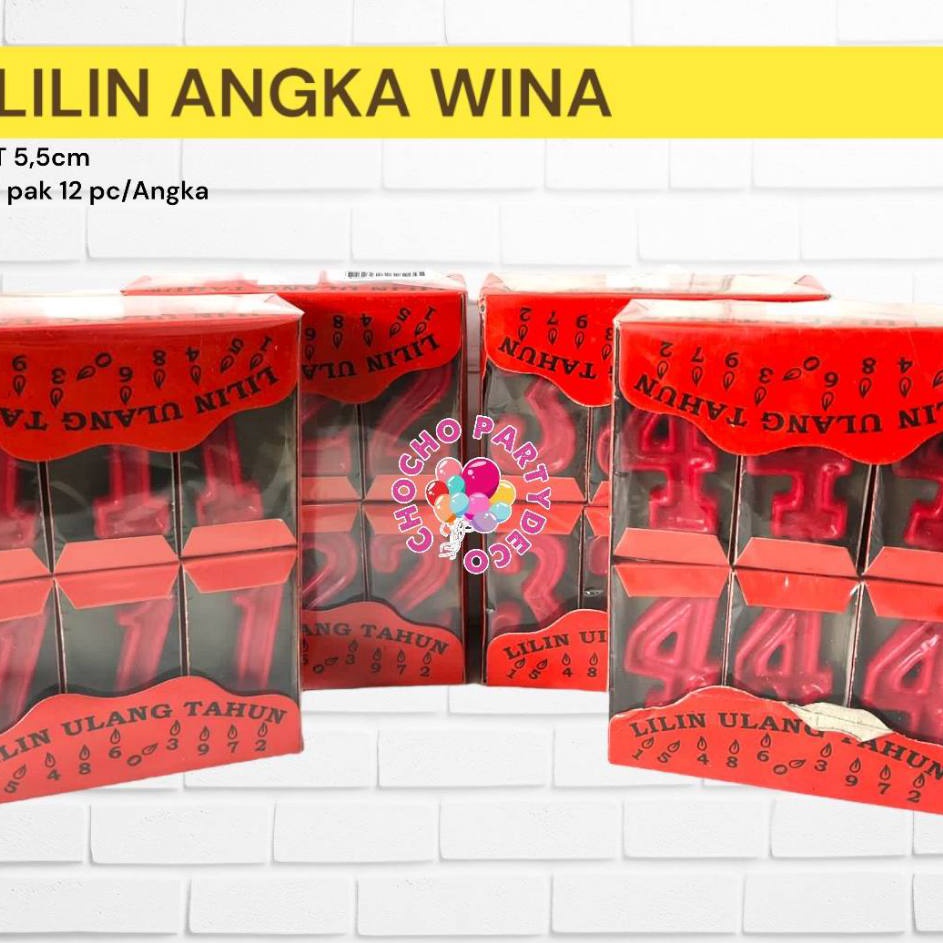 Termurah 12pc Lilin angka merah lilin angka merah putih lilin angka merah pak
